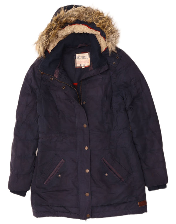 Γυναικείο μπουφάν Parka με κουκούλα Fat Face UK 12 Medium Navy Blue Polyester Winter