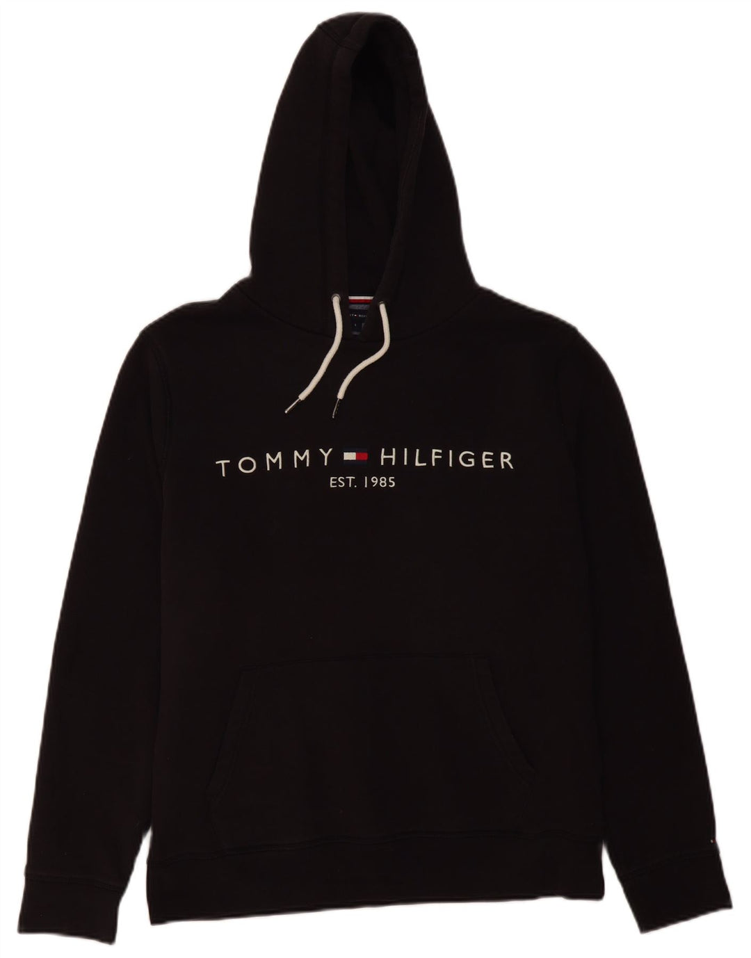 TOMMY HILFIGER Ανδρικό γραφικό μπλουζάκι με κουκούλα μεγάλο μαύρο βαμβακερό