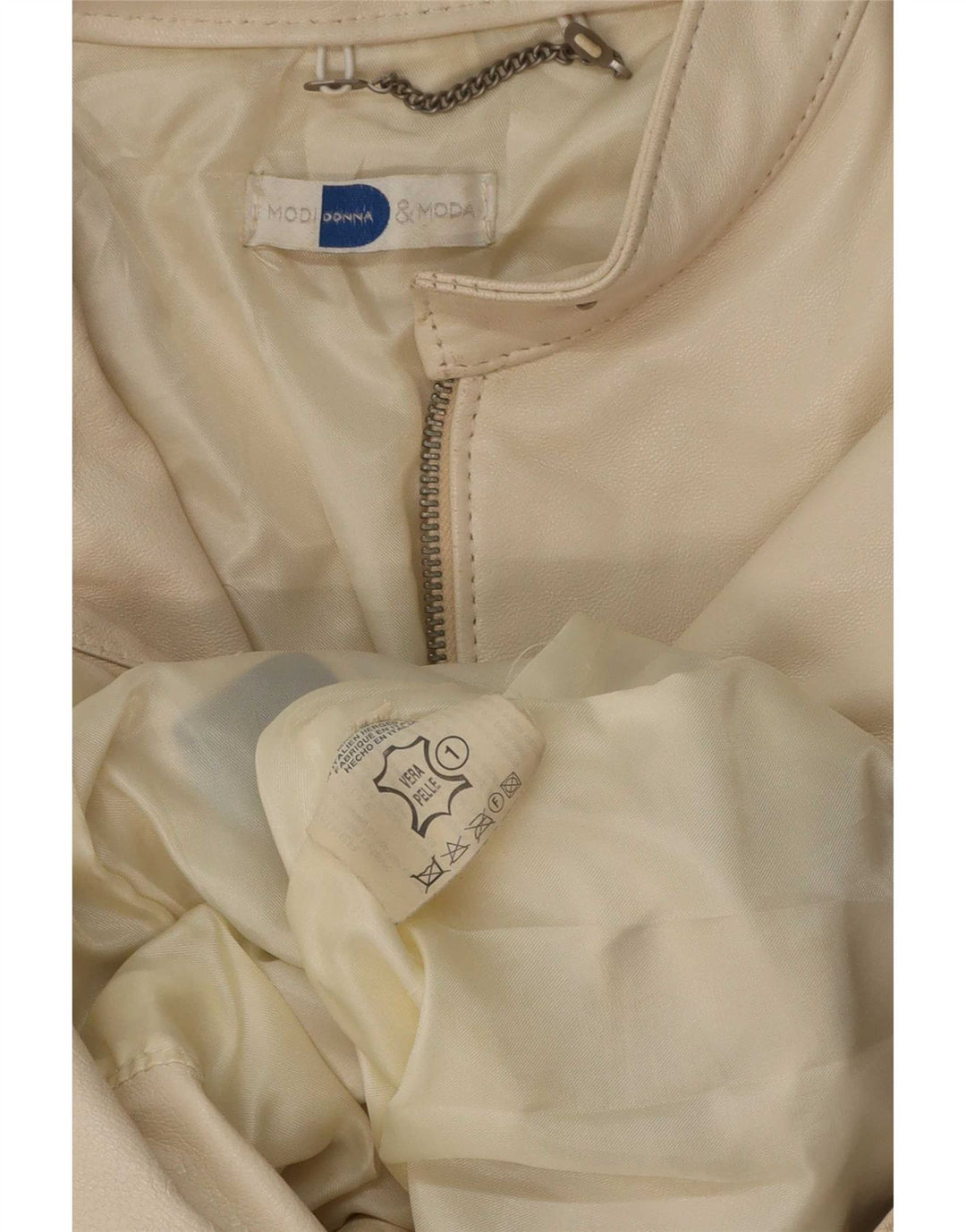 Vintage Γυναικείο Δερμάτινο Μπουφάν UK 14 Medium Beige