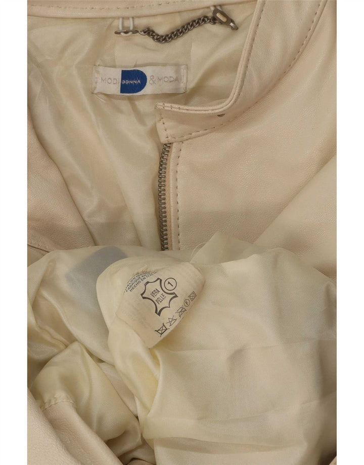 Vintage Γυναικείο Δερμάτινο Μπουφάν UK 14 Medium Beige