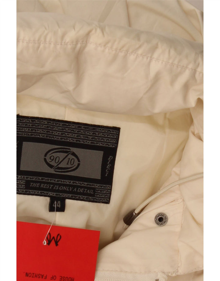 Vintage γυναικείο παλτό με κουκούλα IT 44 Medium Off White Polyester
