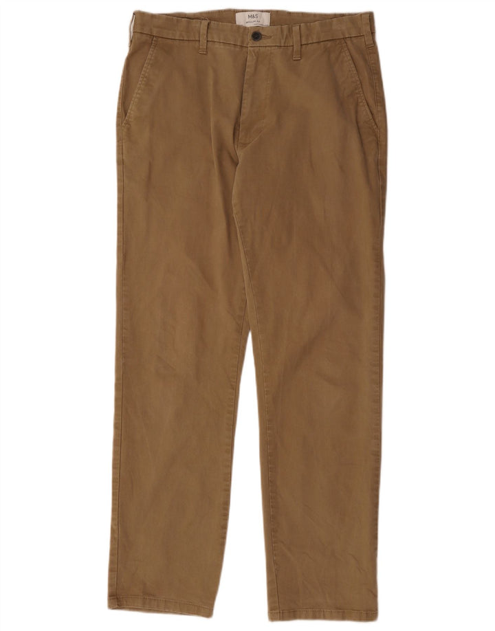 Marks & Spencer Ανδρικό ίσιο παντελόνι Chino με κανονική εφαρμογή W32 L31 καφέ