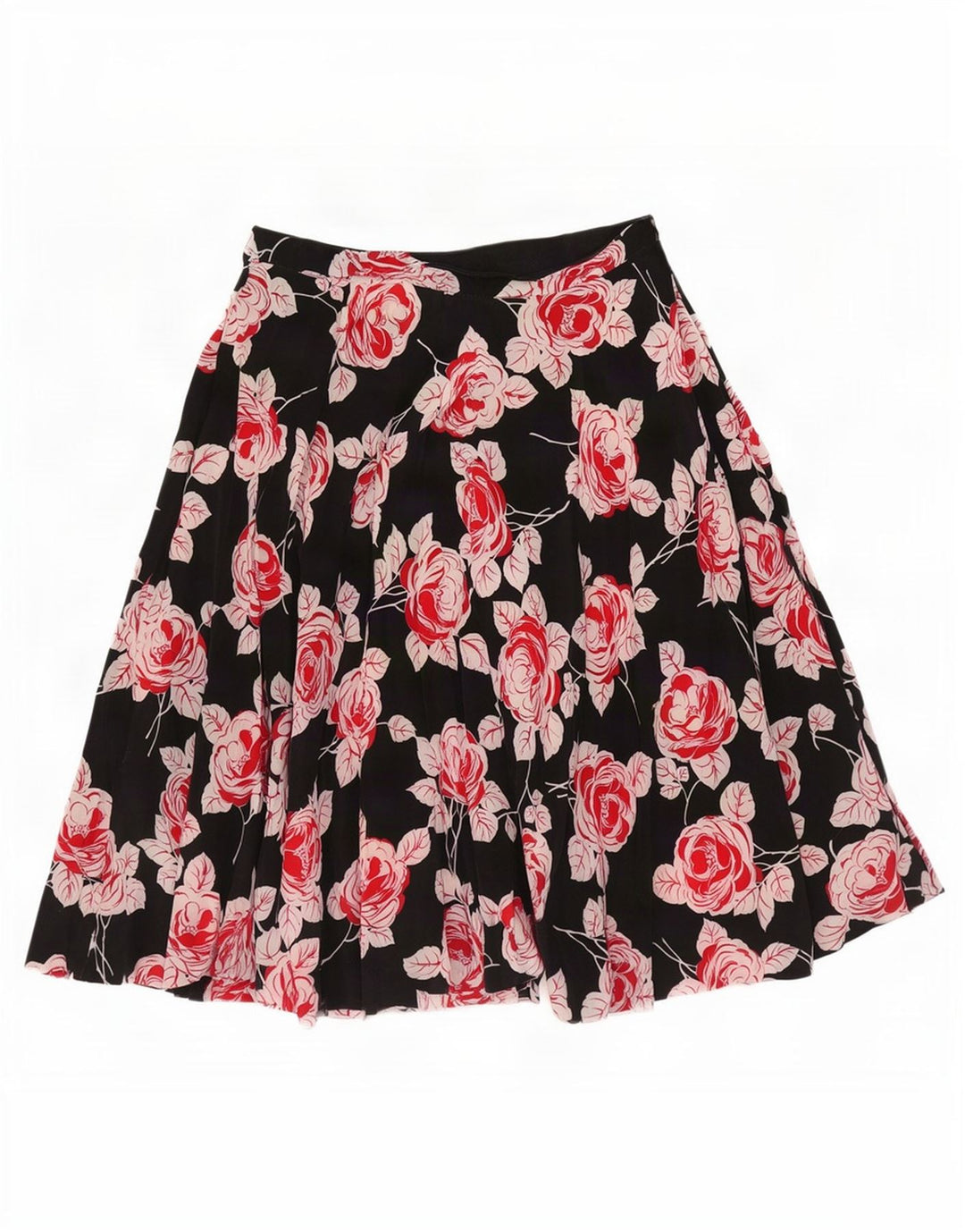 Vintage Γυναικεία Πλισέ Φούστα W30 Μεσαία Μαύρη Floral