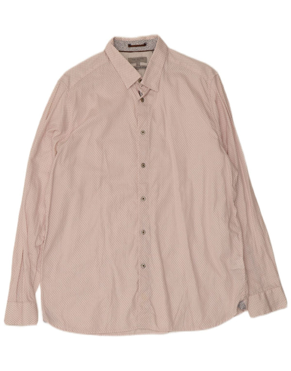 Ανδρικό πουκάμισο Ted Baker Νούμερο 6 2XL Ροζ Γεωμετρικό Βαμβάκι