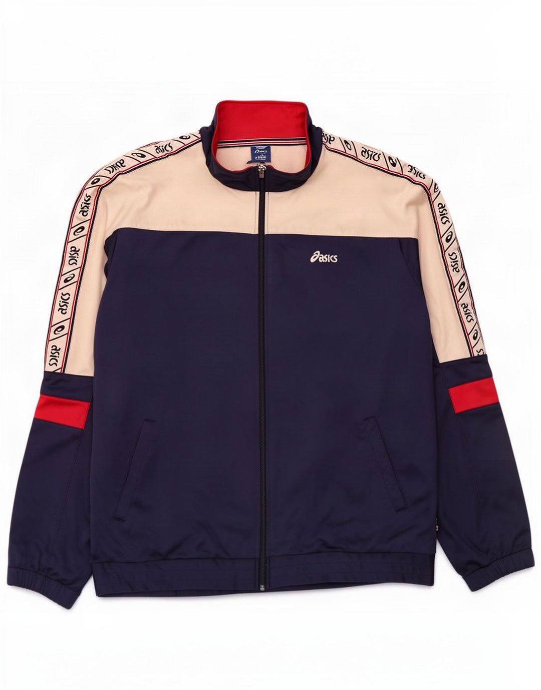 Ανδρική φόρμα γυμναστικής γραφικής Asics Top Jacket 2XL Navy Blue Colorblock Polyamide