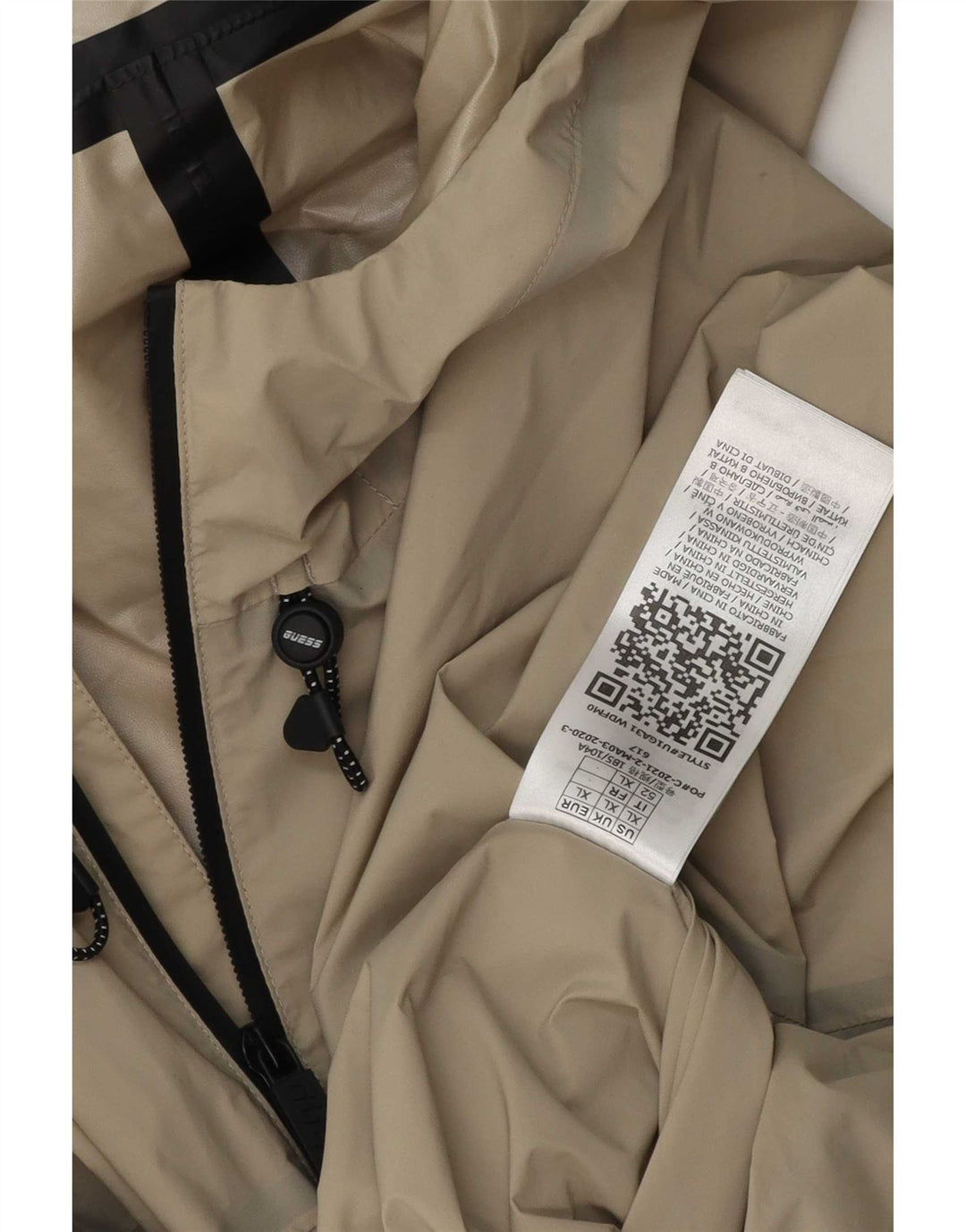 Guess Ανδρικό μπουφάν βροχής με κουκούλα UK 42 XL Μπεζ πολυαιθυλένιο