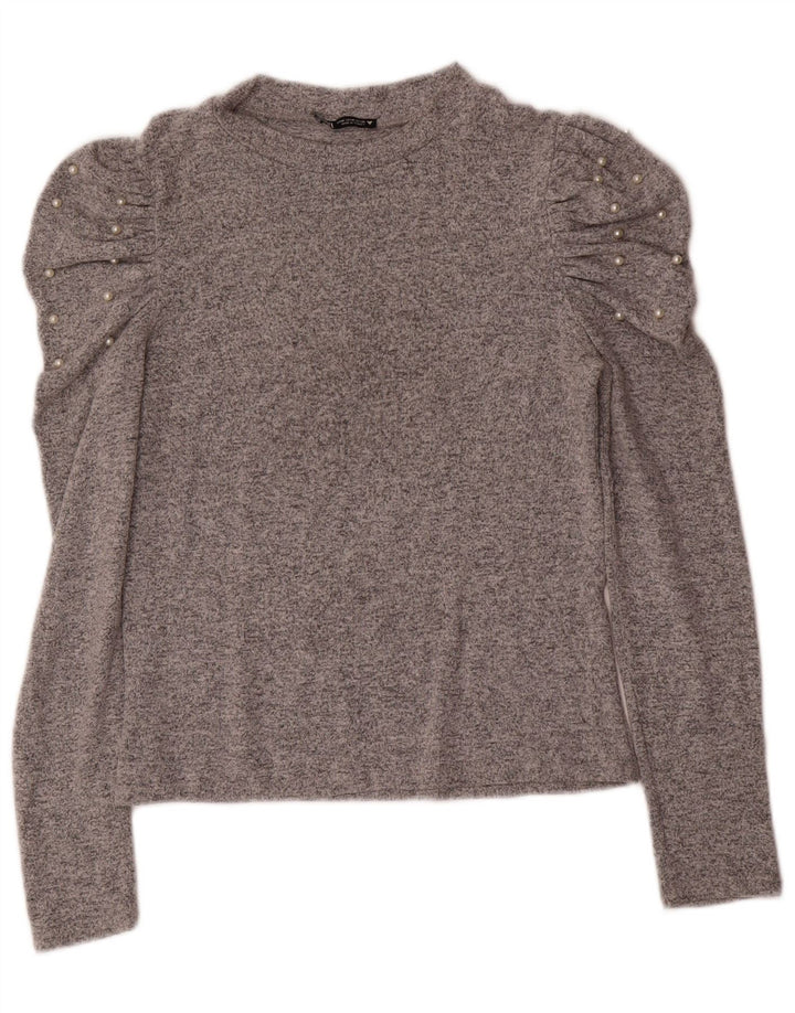 Zara Γυναικείο πουλόβερ με λαιμόκοψη UK 12 Medium Grey