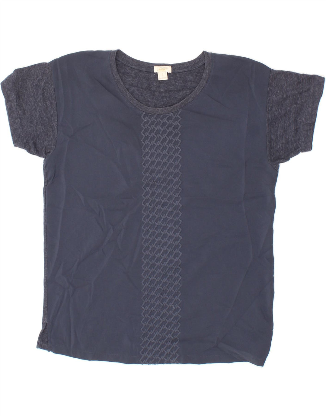 J. CREW Womens T-Shirt Top UK 10 Small Navy Blue Polyester Vintage J. Crew and Second-Hand J. Crew from Messina Hembry 