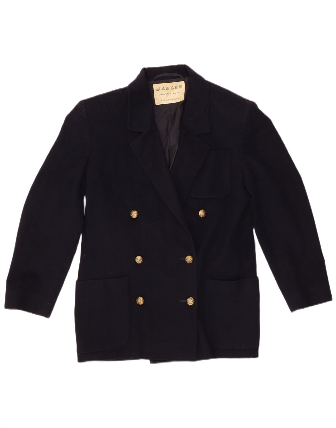 Jaeger γυναικείο σακάκι σακάκι με διπλό στήθος UK 6 XS Navy Blue New Wool