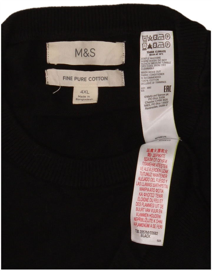 Marks & Spencer Ανδρικό πουλόβερ με λαιμόκοψη 4XL μαύρο βαμβακερό