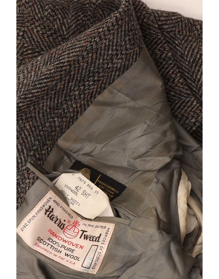 Ανδρικό κοντό σακάκι σακάκι Harris Tweed UK 42 Medium Grey Ψαροκόκκαλο