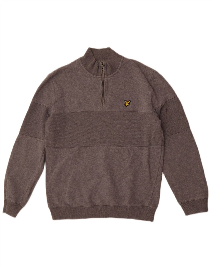 Ανδρικό φούτερ με φερμουάρ Lyle & Scott, μεσαίο γκρι, βαμβακερό