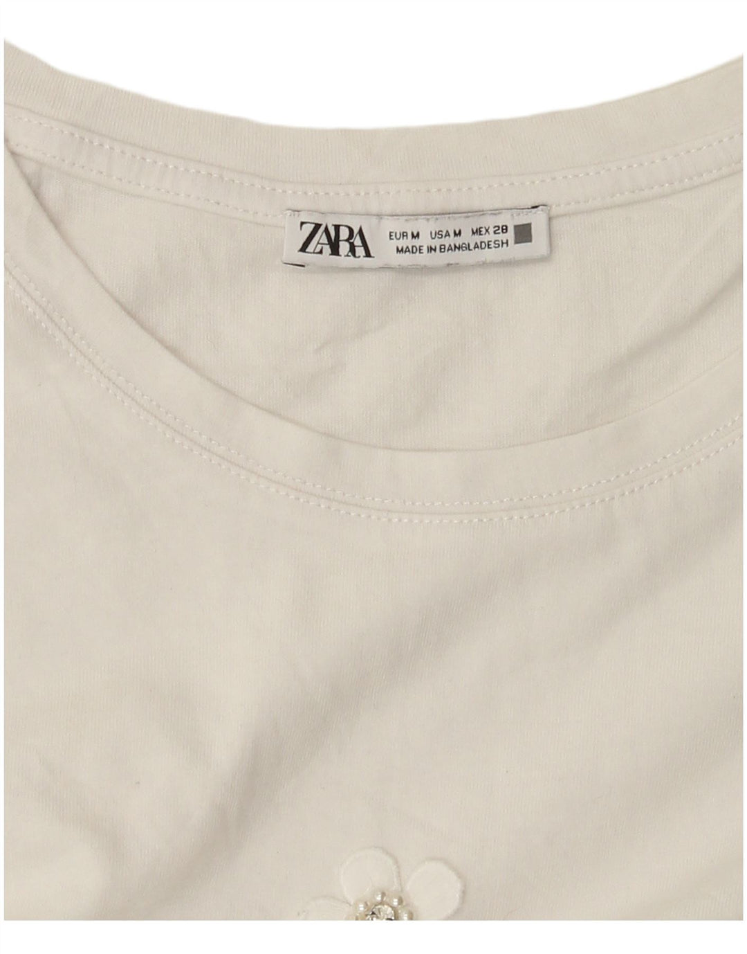 Zara Γυναικείο T-Shirt Top UK 14 Medium White Floral
