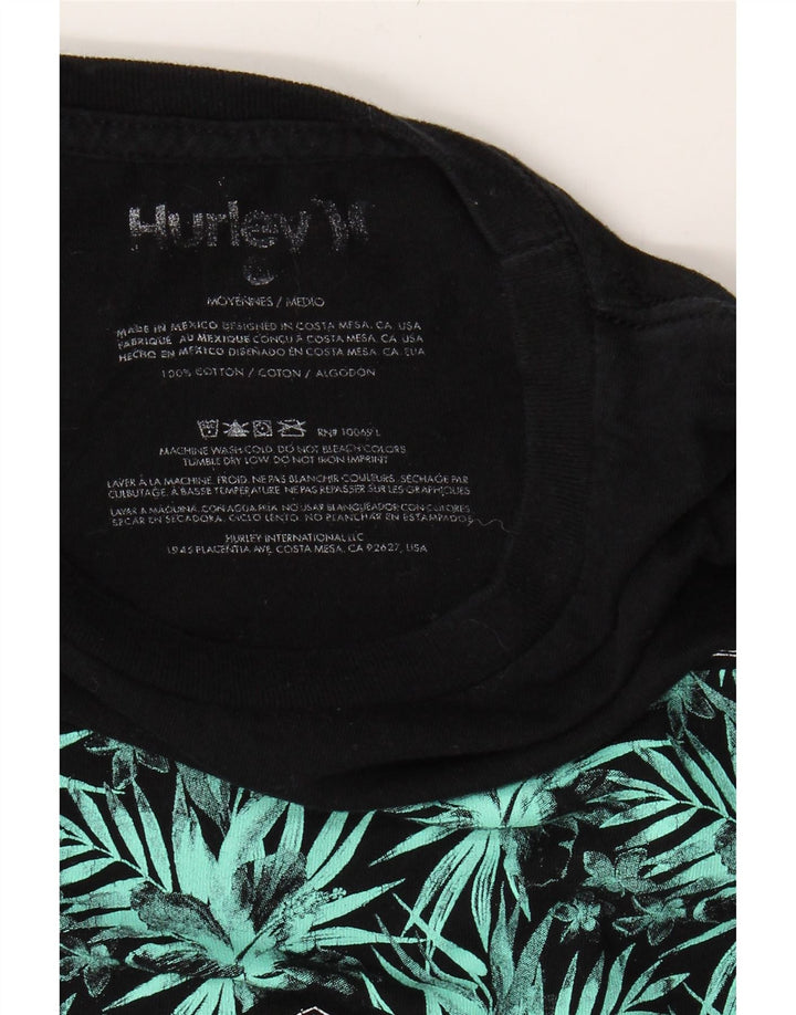 HURLEY Mens Graphic T-Shirt Top Medium Black Cotton Vintage Hurley and Second-Hand Hurley from Messina Hembry 