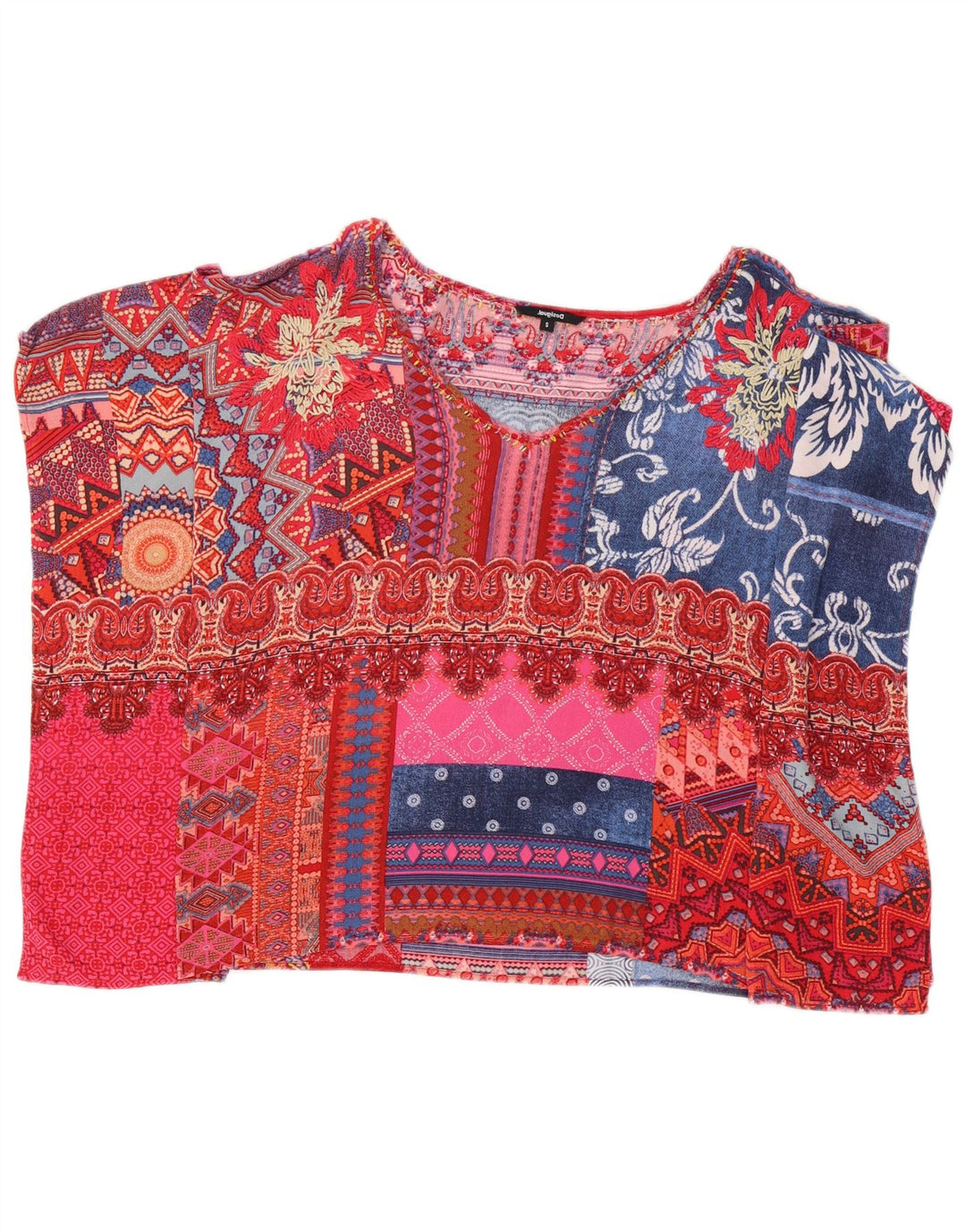 Desigual Γυναικεία Πόντσο Μπλούζα Τοπ UK 10 Μικρά πολύχρωμα συνονθύλευμα