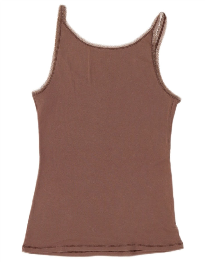 BENETTON Γυναικείο Cami Top UK 14 Large Brown Βαμβακερό