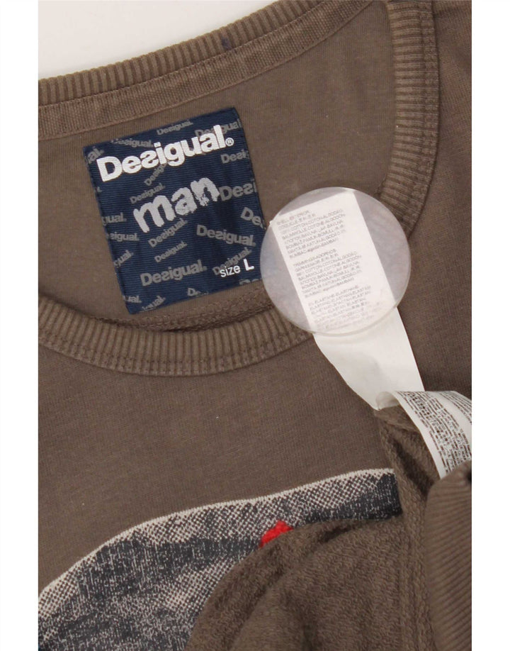 Ανδρικό γραφικό φούτερ Desigual Jumper μεγάλο γκρι βαμβακερό