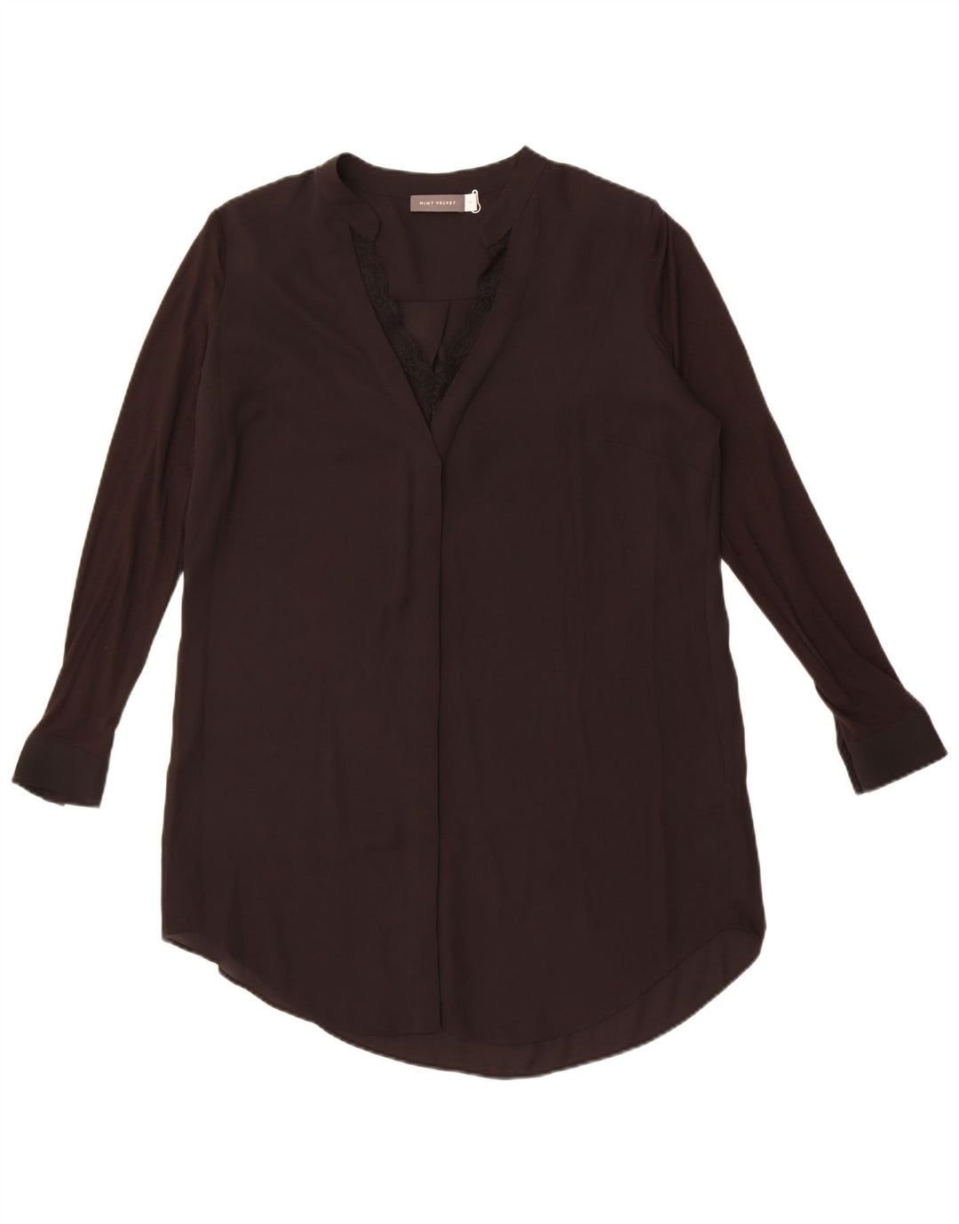 Γυναικείο μακρυμάνικο τουνίκ φόρεμα MINT VELVET UK 14 μεγάλο μαύρο πολυεστέρα