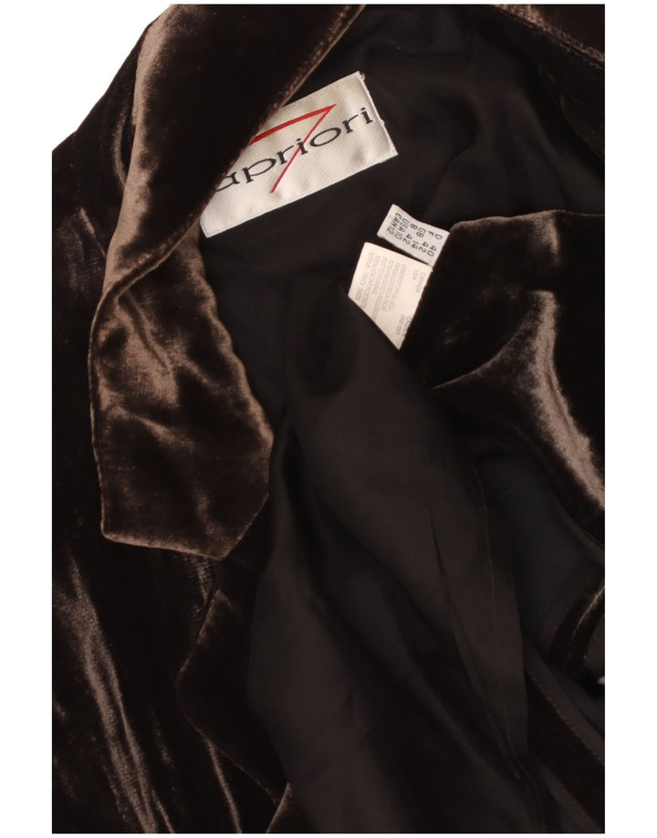 APRIORI Γυναικείο μπλέιζερ με 3 κουμπιά UK 14 Μεγάλο Καφέ Μεταξωτό