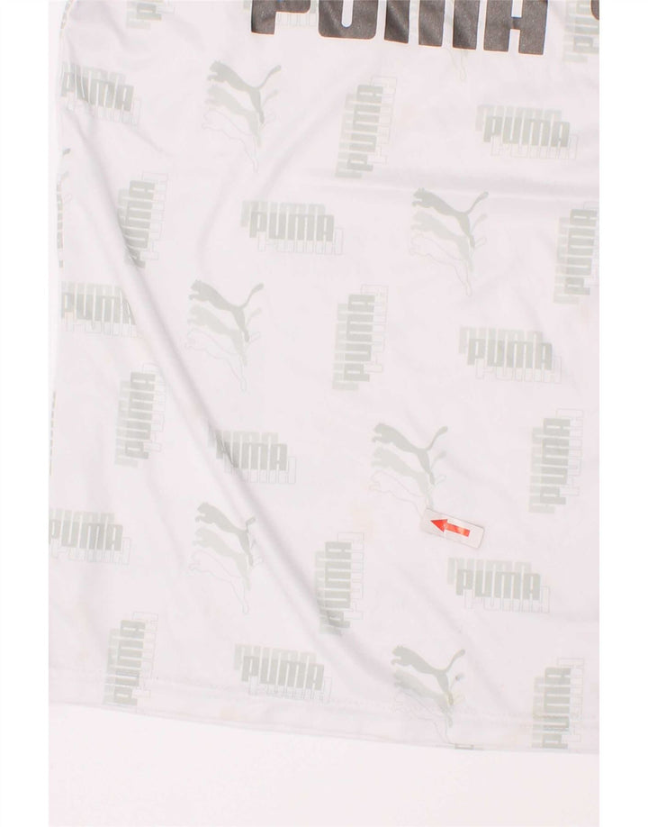 Puma Boys Graphic T-Shirt Top 7-8 Years Small White Polyester