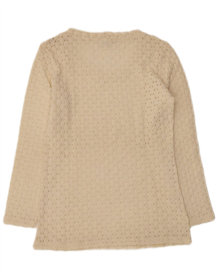 Sisley Γυναικείο πουλόβερ Relaxed Elegance με V λαιμόκοψη UK 12 Medium Off White