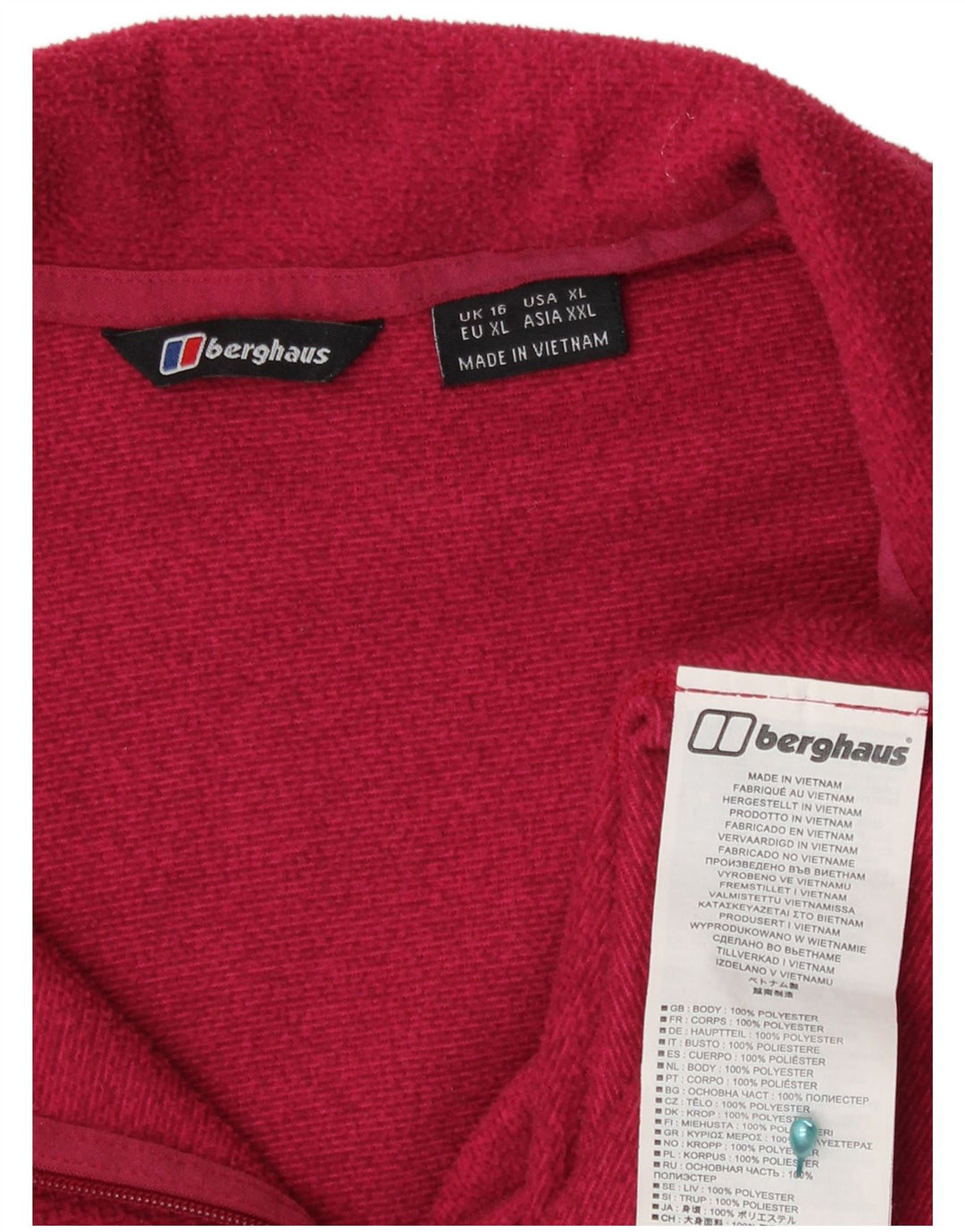Berghaus γυναικείο φερμουάρ με λαιμόκοψη φλις άλμα UK 16 μεγάλο κόκκινο πολυεστέρα