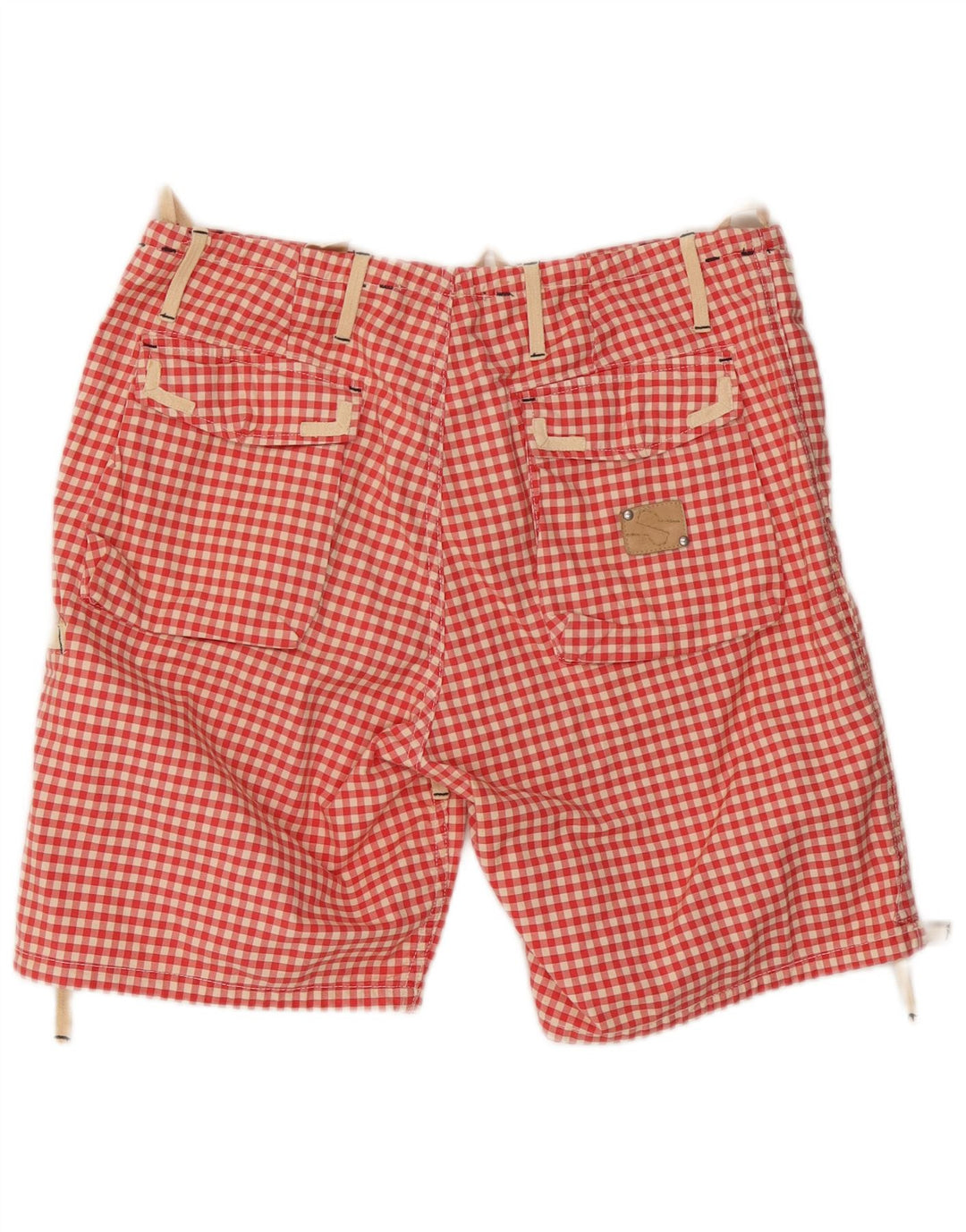 Vintage Ανδρικό σορτς Cargo W34 Μεγάλο κόκκινο βαμβακερό Gingham