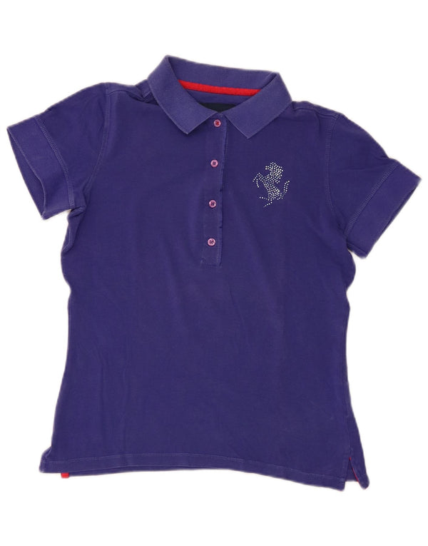 Ferrari Γυναικείο γραφικό πόλο μπλουζάκι UK 10 Small μωβ βαμβακερό