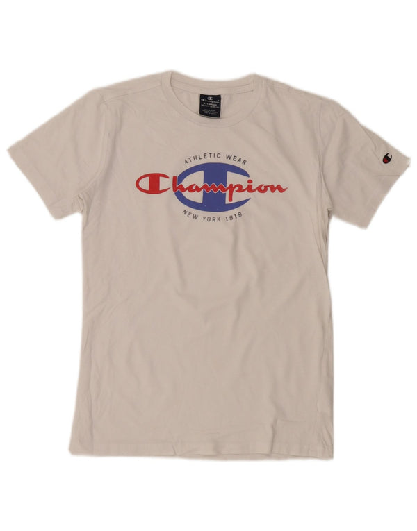 Champion Boys Graphic T-Shirt Top 13-14 ετών XL Λευκό βαμβακερό