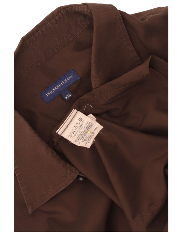 Ανδρικό πουκάμισο Trussardi Jeans 2XL Καφέ Βαμβακερό