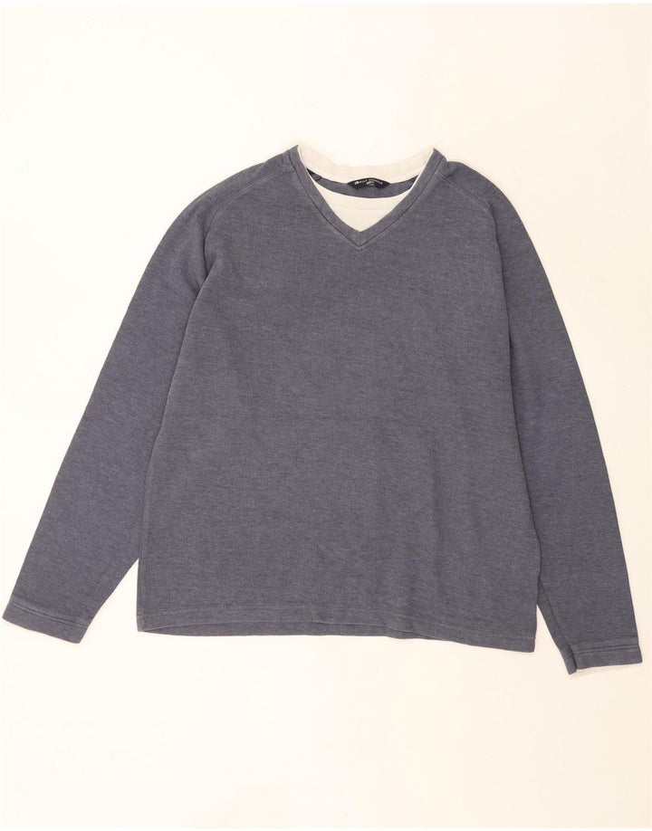 Marks & Spencer Ανδρική μπλούζα Μπλε Harbor Jumper Large Navy Blue Cotton