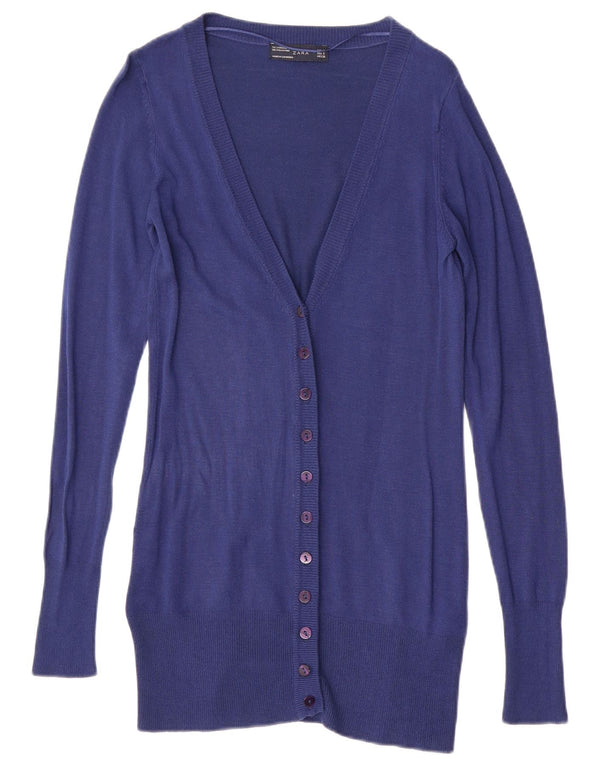 ZARA Γυναικεία ζακέτα Longline UK 10 Small Navy Blue Viscose