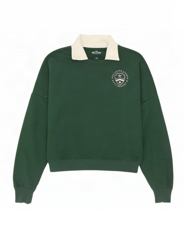 Γυναικείο φούτερ Hollister Crop Oversized Jumper UK 14 Μεσαίο πράσινο βαμβακερό