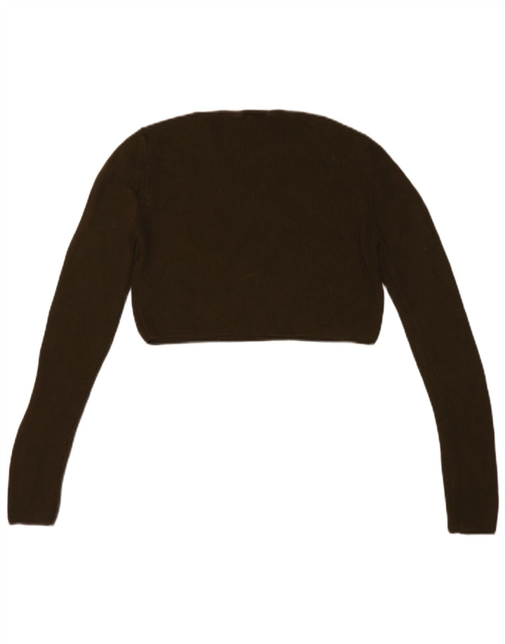 Topshop Γυναικείο Crop Top Μακρύ μανίκι UK 12 Medium Khaki Viscose