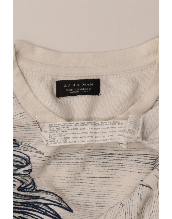 Ανδρικό φούτερ Zara Jumper Μεσαίο λευκό φλοράλ βαμβακερό