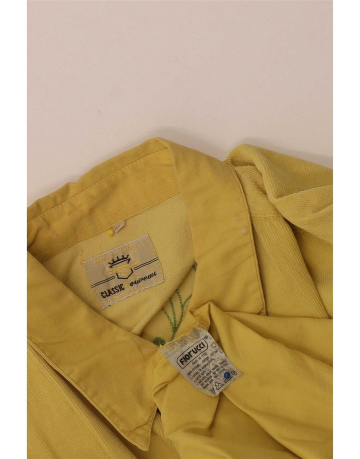 Ανδρικό κοτλέ πουκάμισο Fiorucci, μεσαίο κίτρινο φλοράλ βαμβακερό