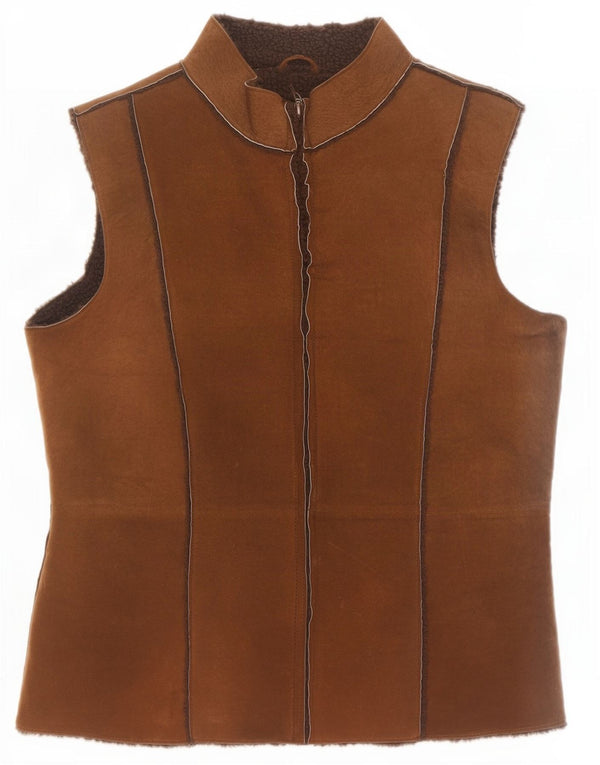 Modern Classics Γυναικείο Suede Sherpa Gilet UK 14 Μεγάλο καφέ δέρμα