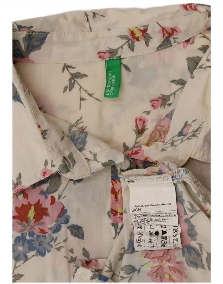 Γυναικείο πουκάμισο Benetton UK 10 Small Off White Floral