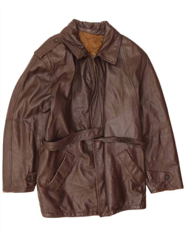 Vintage Ανδρικό Στρατιωτικό Δερμάτινο Μπουφάν IT 52 XL Καφέ Δερμάτινο