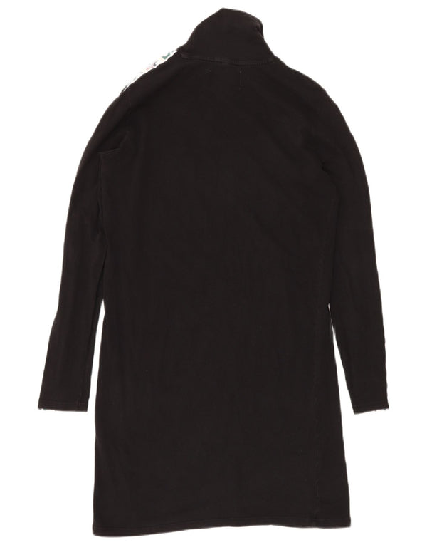 Γυναικείο γραφικό μπλουζάκι FILA με ρολό φόρεμα UK 10 Small Black Colourblock