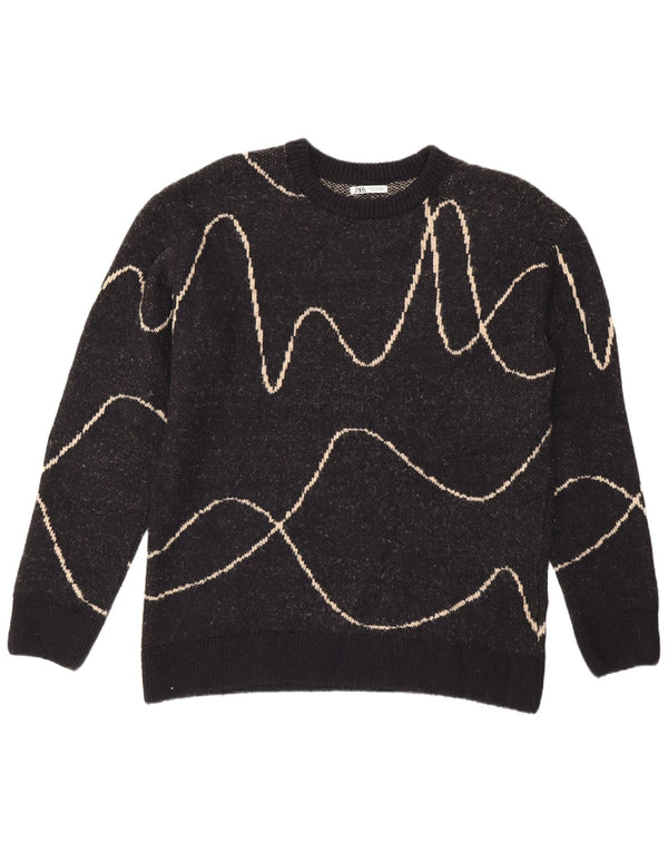 Ανδρικό πουλόβερ Zara Crew Neck Jumper XL Μαύρο ριγέ