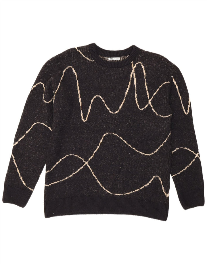 Ανδρικό πουλόβερ Zara Crew Neck Jumper XL Μαύρο ριγέ