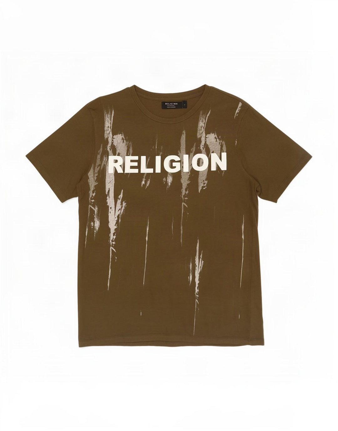 Ανδρικό γραφικό T-Shirt Religion Top Μικρό Χακί Βαμβακερό