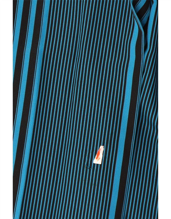 VINTAGE Γυναικεία πλισέ φούστα IT 44 Medium W32 Blue ριγέ πολυεστέρας