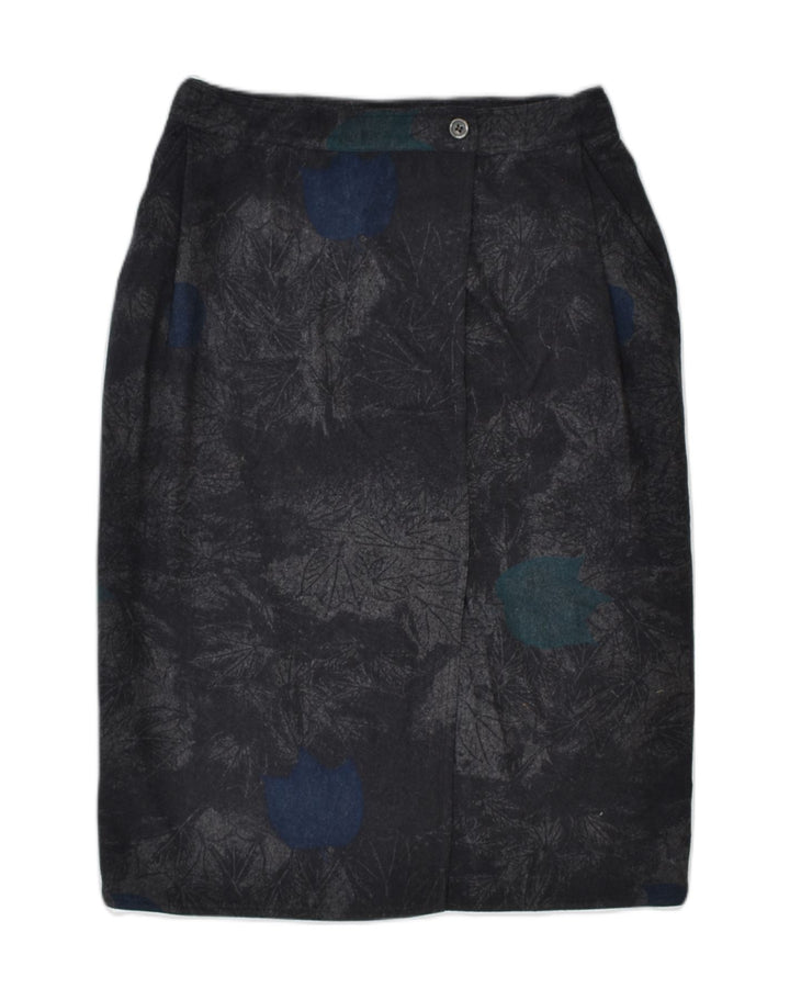 LES COPAINS Womens Pencil Skirt W30 Medium Black Floral Viscose | Vintage | Thrift | Second-Hand | Used Clothing | Messina Hembry 