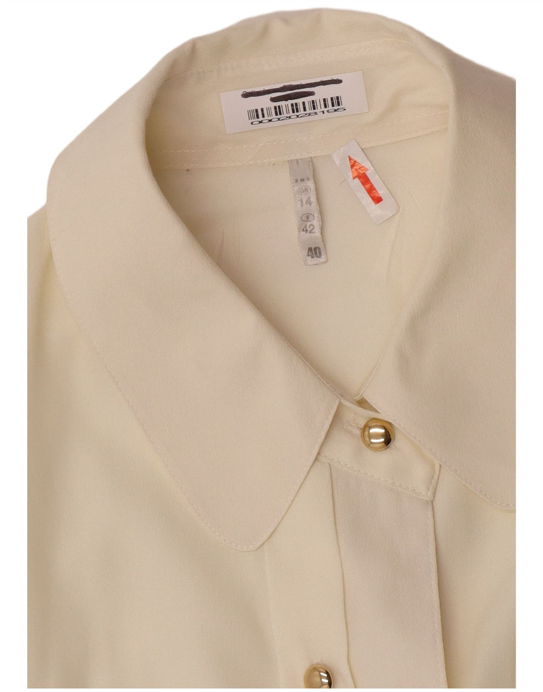 Vintage γυναικείο πουκάμισο μπλούζα UK 14 Medium Off White Viscose