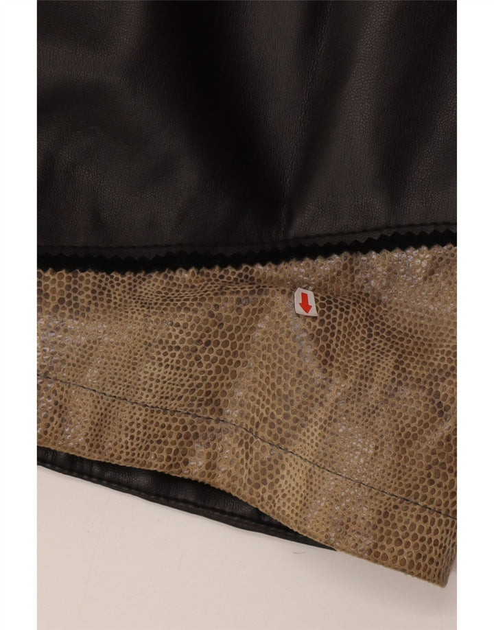 Linea Γυναικείο Δερμάτινο Μπουφάν EU 46/48 2XL Μαύρο Colourblock Δερμάτινο