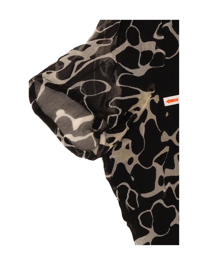 LUISA SPAGNOLI Womens Abstract Pattern Crop Blouse Top UK 14 Medium Black