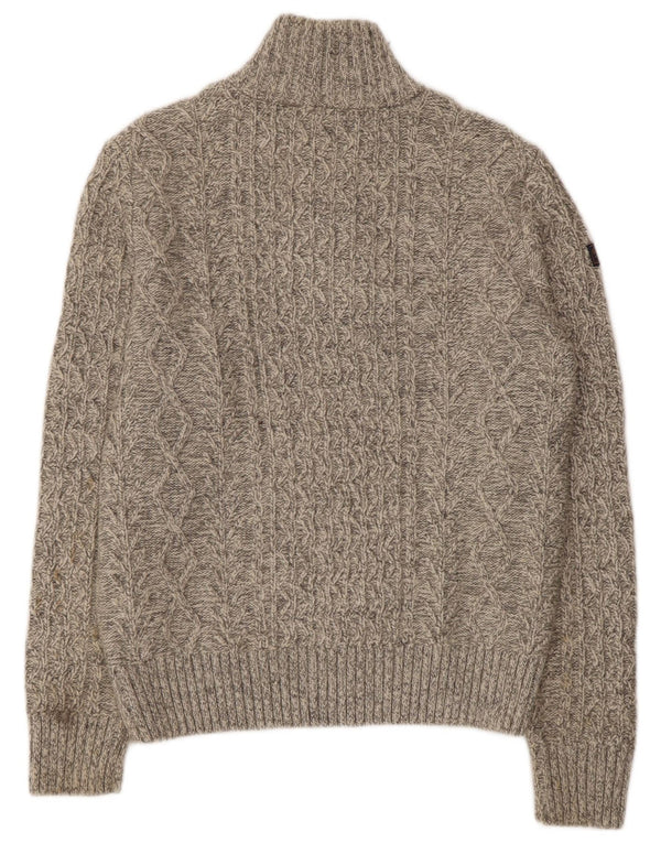 Ανδρικό πουλόβερ με φερμουάρ SUPERDRY Μάλλινο μεγάλο μπεζ