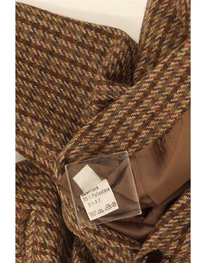Vintage Ανδρικό τζάκετ με 2 κουμπιά σακάκι IT 52 XL καφέ μαλλί Houndstooth